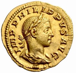 Pieces de monnaie Romaine de l'empereur Philippe II