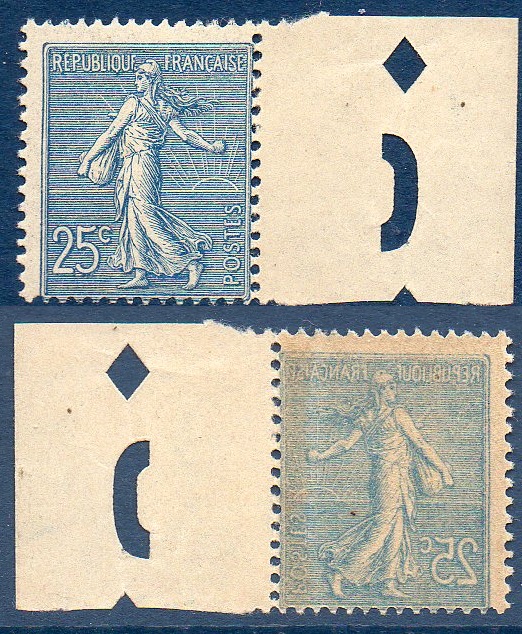 Timbres avec variété impression recto verso