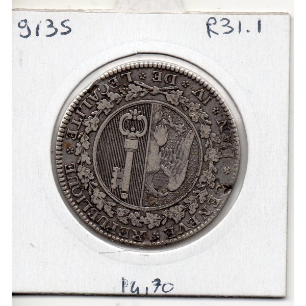 Suisse Canton Genève 6 florins 4 sols et 6 denier 1795 TTB+, KM 110 pièce de monnaie