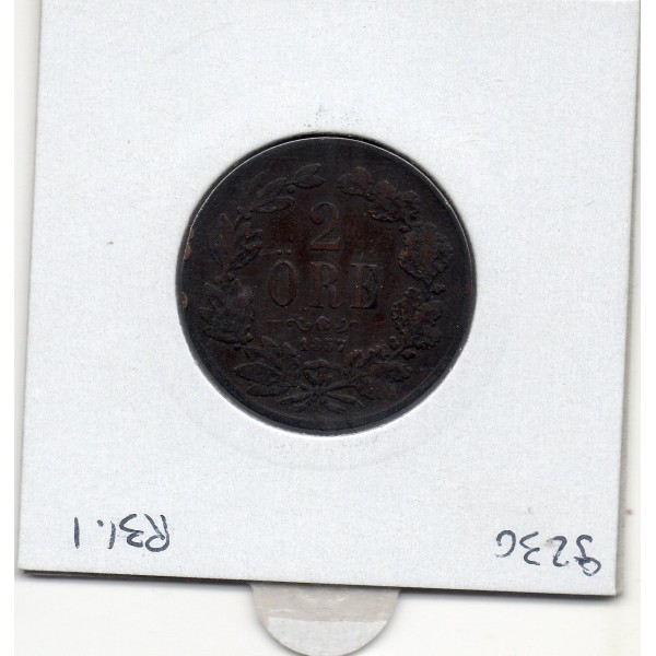 Suède 2 Ore 1857 TTB-, KM 688 pièce de monnaie