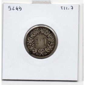 Suisse 20 rappen 1850 TB+, KM 7 pièce de monnaie