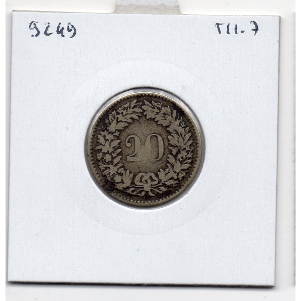 Suisse 20 rappen 1850 TB+, KM 7 pièce de monnaie