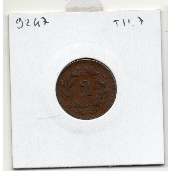 Suisse 2 rappen 1907 TTB, KM 4.2 pièce de monnaie