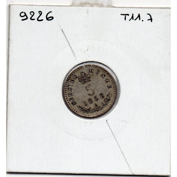 Autriche 5 kreuzer 1858 A Vienne Sup, KM 2197 pièce de monnaie