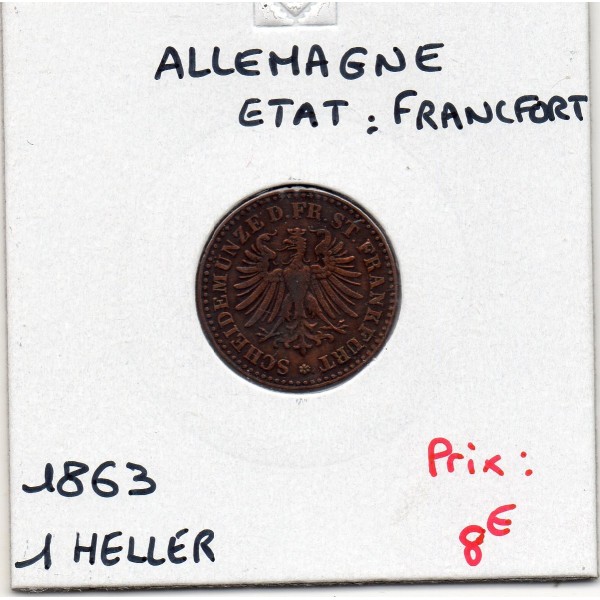 Francfort 1 Heller 1863 TTB KM 356 pièce de monnaie