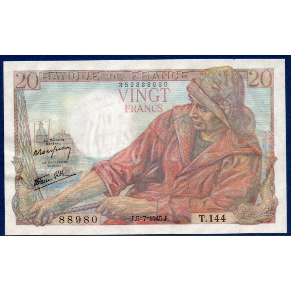 20 Francs Pêcheur SPL 5.7.1945 Billet de la banque de France