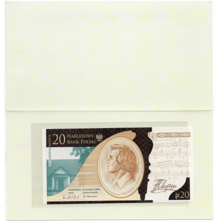 Pologne P.181, Neuf folder, Billet de 20 Zlotych 2009 Partitions