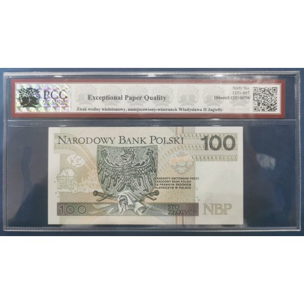 Pologne P.186a, Neuf EPQ66, Billet de 100 Zlotych 2012 Bouclier