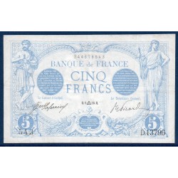 5 Francs Bleu TTB 8.9.1916 Billet de la banque de France