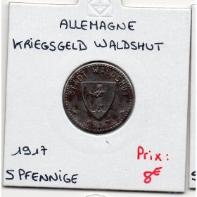 Kriegsgeld Waldshut 5 pfennige 1917, TTB pièce de monnaie