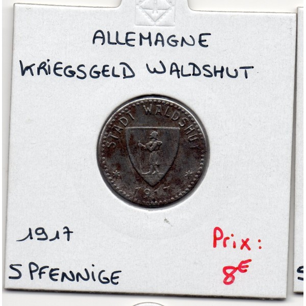 Kriegsgeld Waldshut 5 pfennige 1917, TTB pièce de monnaie