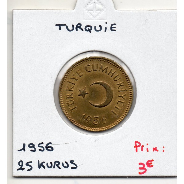 Turquie 25 Kurus 1956, Spl, KM 886 pièce de monnaie