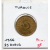 Turquie 25 Kurus 1956, Spl, KM 886 pièce de monnaie