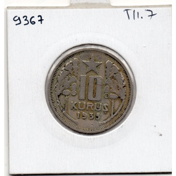 Turquie 10 Kurus 1935, TB, KM 863 pièce de monnaie