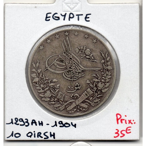 Egypte 10 qirsh 1293 AH an 30 - 1904, TTB-, KM 295 pièce de monnaie