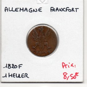 Francfort 1 Heller 1820 (F) GB, TB, KM 301 pièce de monnaie
