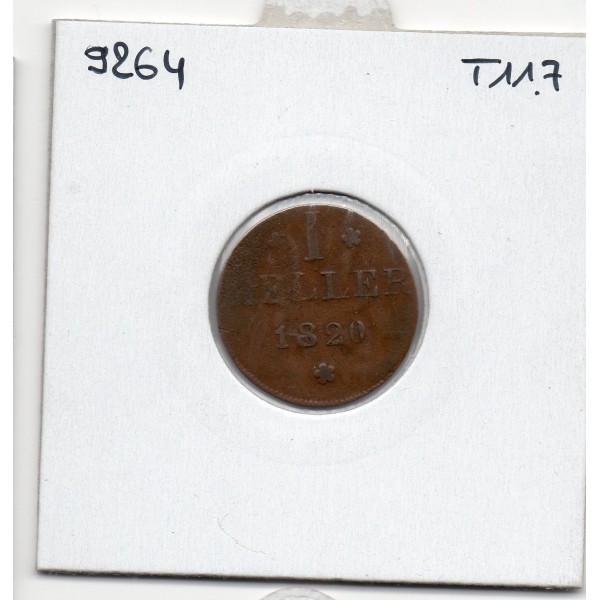 Francfort 1 Heller 1820 (F) GB, TB, KM 301 pièce de monnaie