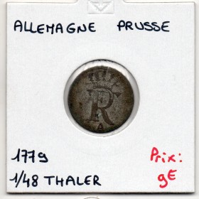 Prusse 1/48 Thaler 1779, TB-, KM 327 pièce de monnaie