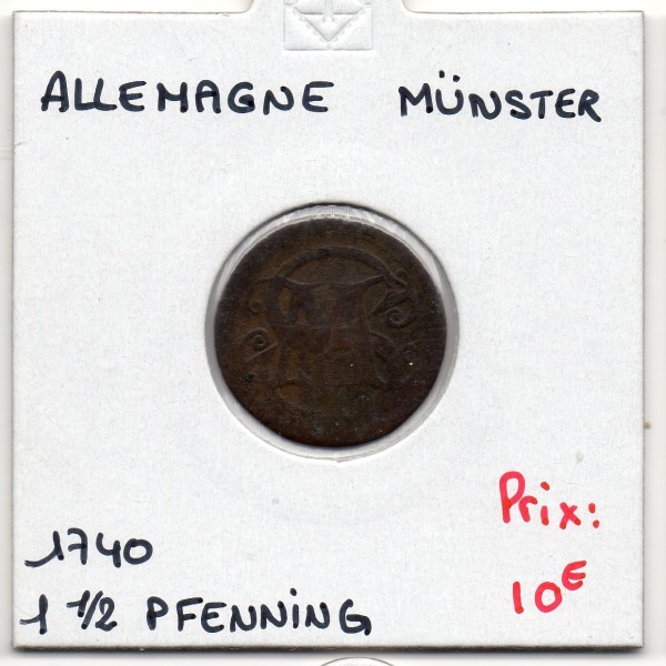 Ville de Munster 1 1/2 pfenning 1740, B, KM 336 pièce de monnaie