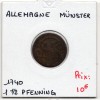 Ville de Munster 1 1/2 pfenning 1740, B, KM 336 pièce de monnaie
