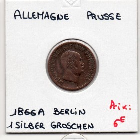 Prusse 1 silbergroschen 1866 A, TB, KM 485 pièce de monnaie