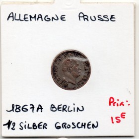 Prusse 1/2 silber groschen 1867 A, TTB, KM 484 pièce de monnaie