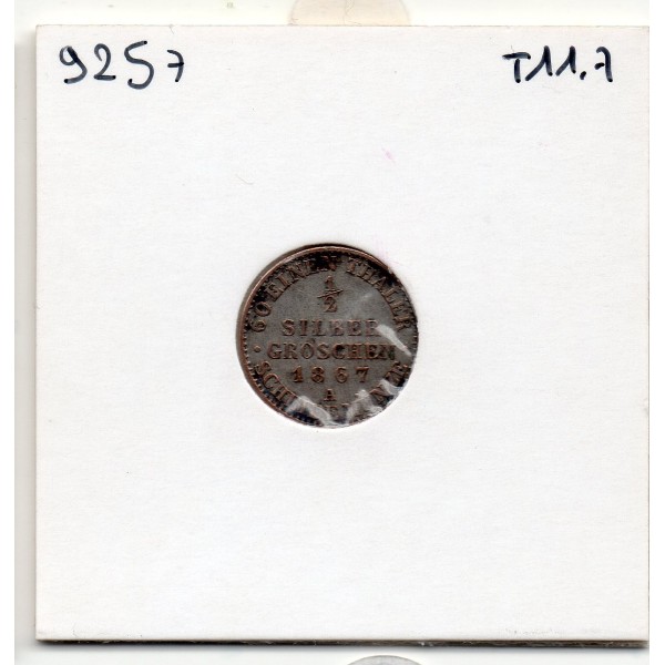 Prusse 1/2 silber groschen 1867 A, TTB, KM 484 pièce de monnaie