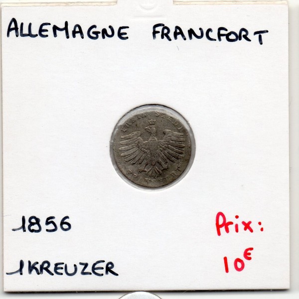 Francfort 1 Kreuzer 1856, TTB-, KM 312 pièce de monnaie