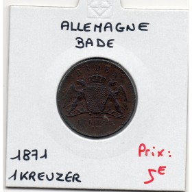 Grand-duché de Bade 1 kreuzer 1871, TTB, KM 252 pièce de monnaie