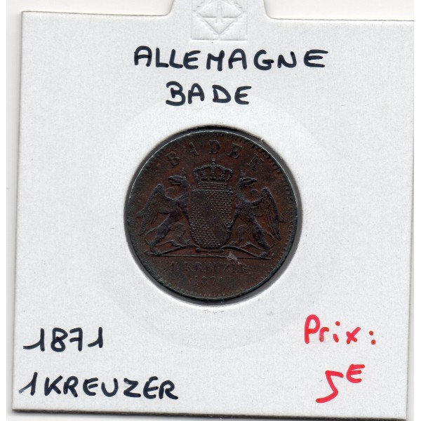 Grand-duché de Bade 1 kreuzer 1871, TTB, KM 252 pièce de monnaie