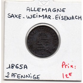 Saxe-Weimar-Eisenach 2 pfennige 1865A TTB KM 206 pièce de monnaie