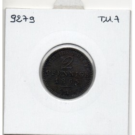 Saxe-Weimar-Eisenach 2 pfennige 1865A TTB KM 206 pièce de monnaie