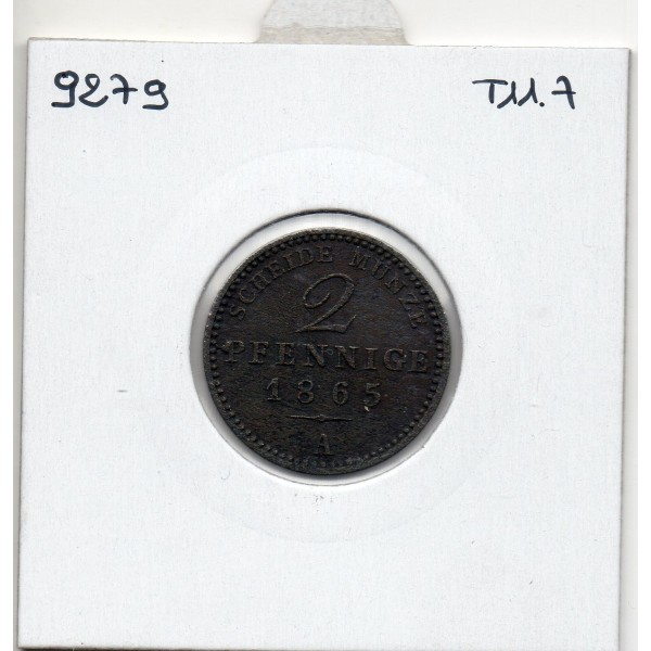 Saxe-Weimar-Eisenach 2 pfennige 1865A TTB KM 206 pièce de monnaie