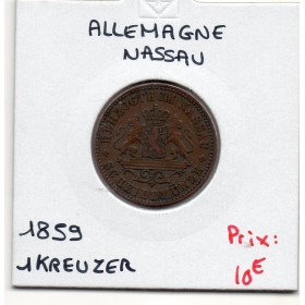 Duché de Nassau 1 kreuzer 1859, TTB, KM 74 pièce de monnaie