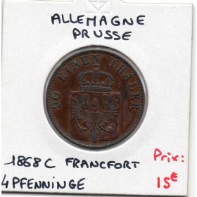 Prusse 4 pfenninge 1868 C, TTB+, KM 483 pièce de monnaie