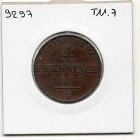 Prusse 4 pfenninge 1868 C, TTB+, KM 483 pièce de monnaie