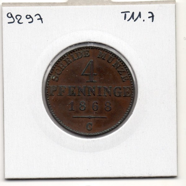 Prusse 4 pfenninge 1868 C, TTB+, KM 483 pièce de monnaie
