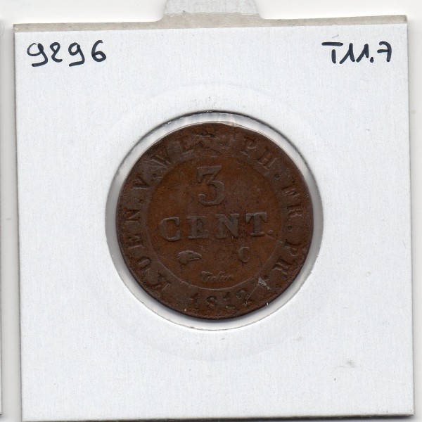 Royaume de Westphalie Jérome Napoléon 3 centimes 1812 C, TTB, KM 92 pièce de monnaie