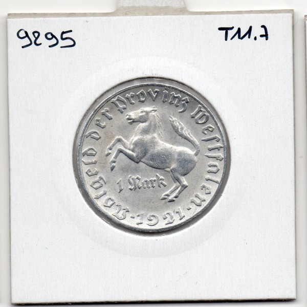 Westphalie 1 Mark 1921, TTB, pièce de monnaie
