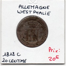 Royaume de Westphalie Jérome Napoléon 20 centimes 1812 C, TB, KM 97 pièce de monnaie