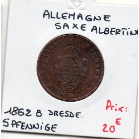Saxe Albertine 5 pfennige 1862 B, Sup-, KM 1218 pièce de monnaie