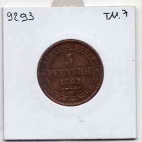 Saxe Albertine 5 pfennige 1862 B, Sup-, KM 1218 pièce de monnaie