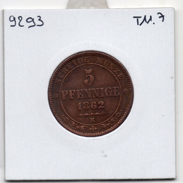 Saxe Albertine 5 pfennige 1862 B, Sup-, KM 1218 pièce de monnaie