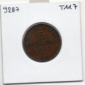 Prusse 3 pfennig 1867 A, TTB, KM 482 pièce de monnaie