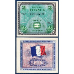 2 Francs Drapeau Neuf 1944 sans série Billet du trésor Central