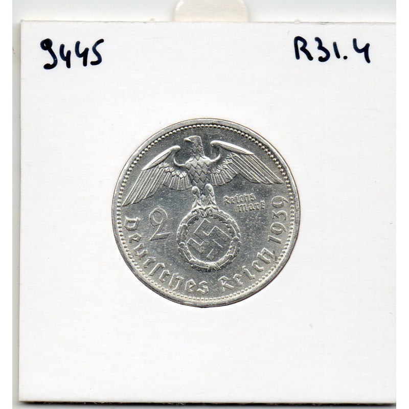 Allemagne 2 reichsmark 1939 A, Sup +, KM 93 pièce de monnaie
