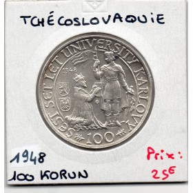 Tchecoslovaquie 100 korun 1948, Spl, KM 26 pièce de monnaie