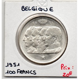 Belgique 100 Francs 1951 en Flamand, Sup, KM 139 pièce de monnaie
