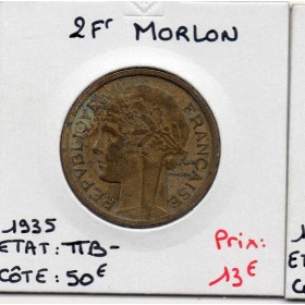 2 francs Morlon 1935, TTB-, France pièce de monnaie