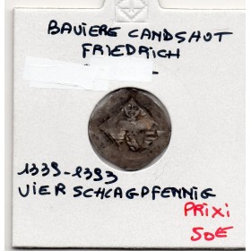 Baviere-Landshut Vierschlagpfennig 1339-1393 TB+, Friedrich von Bayern pièce de monnaie